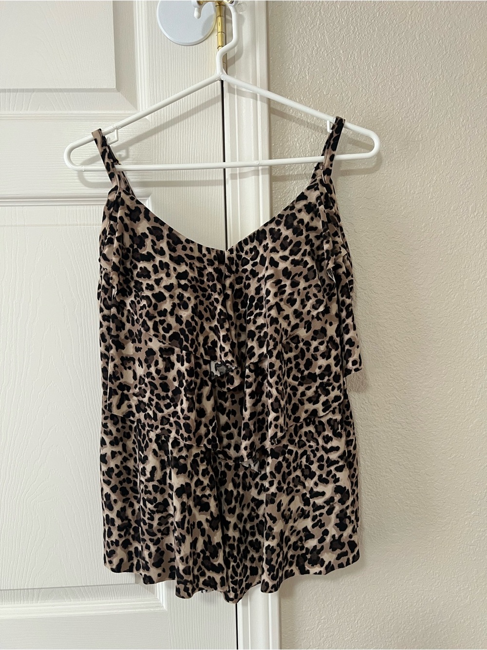 Aqua Green Leopard Print Ruffle Tankini Swim Top Animal Print